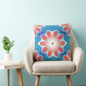 柔らかい光沢のある青い赤い10スタブスター万華鏡のように千変万化するパターン クッション (椅子)