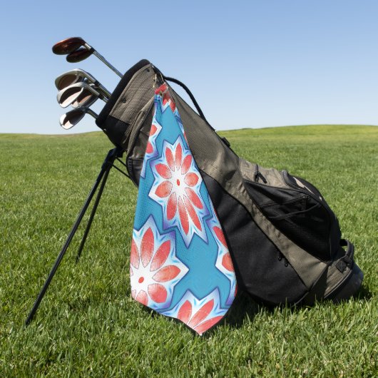 柔らかい光沢のある青い赤い10スタブスター万華鏡のように千変万化するパターン ゴルフタオル (グリーン)