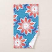 柔らかい光沢のある青い赤い10スタブスター万華鏡のように千変万化するパターン バスタオルセット (ハンドタオル)