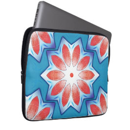 柔らかい光沢のある青い赤い10スタブスター万華鏡のように千変万化するパターン ラップトップスリーブ