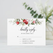 柔らかい冬のベリー |親切な返信 | RSVPカード (スタンド正面)