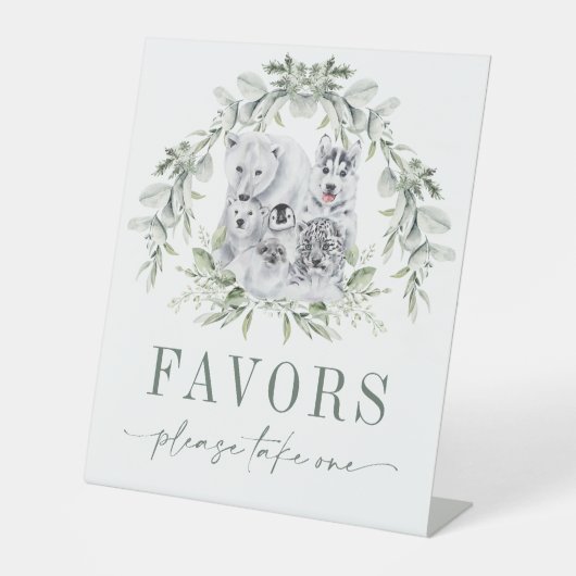 柔らかい冬の休日のアルティック動物の好意 台座サイン (正面)