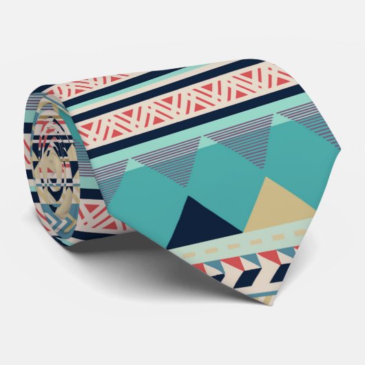 柔らかい南西種族パターンピンクのターコイズの金ゴールド ネクタイ (ロール)