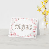 柔らかい咲くピンクの自然花束祝い カード (黄色い花)