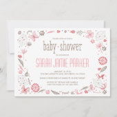 柔らかい咲くピンクの自然花束 招待状 (正面)