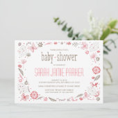 柔らかい咲くピンクの自然花束 招待状 (スタンド正面)