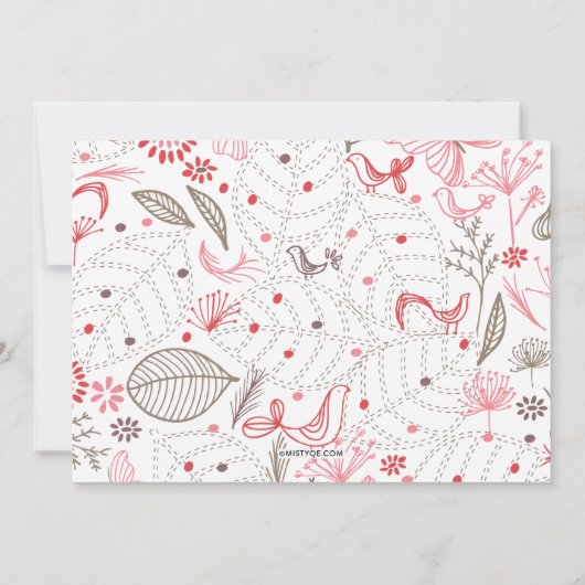 柔らかい咲くピンクの自然花束 招待状 (裏面)