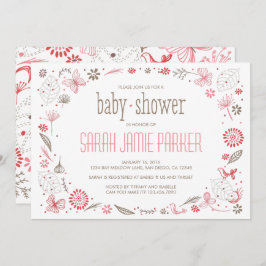 柔らかい咲くピンクの自然花束 招待状