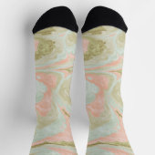 柔らかい大理石スワールパターンミント、サンゴとオリーブ ソックス (上部)