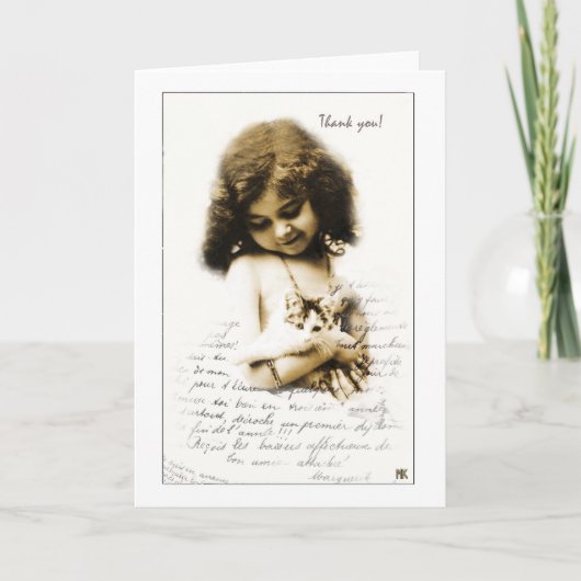 柔らかい子ネコの抱擁サンキューカード文字無し サンキューカード (正面)