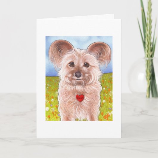 柔らかい子犬の挨拶状 カード (正面)