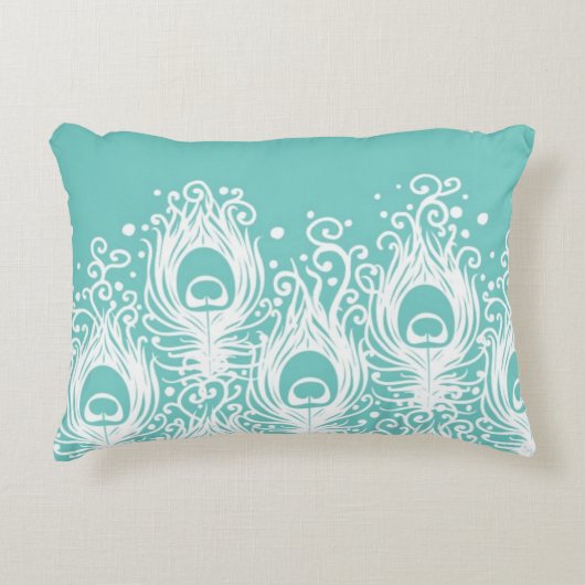 柔らかい孔雀の羽 アクセントクッション (正面)