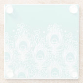 柔らかい孔雀の羽 ガラスコースター (裏面)