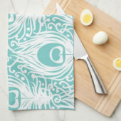 柔らかい孔雀の羽 キッチンタオル (四つ折り)