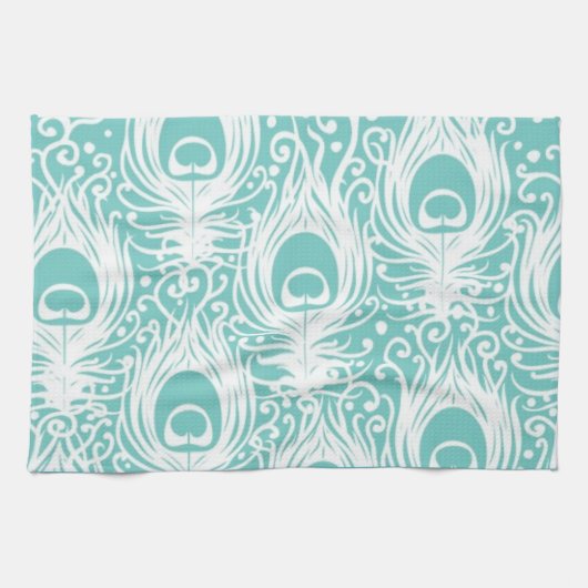 柔らかい孔雀の羽 キッチンタオル (横)