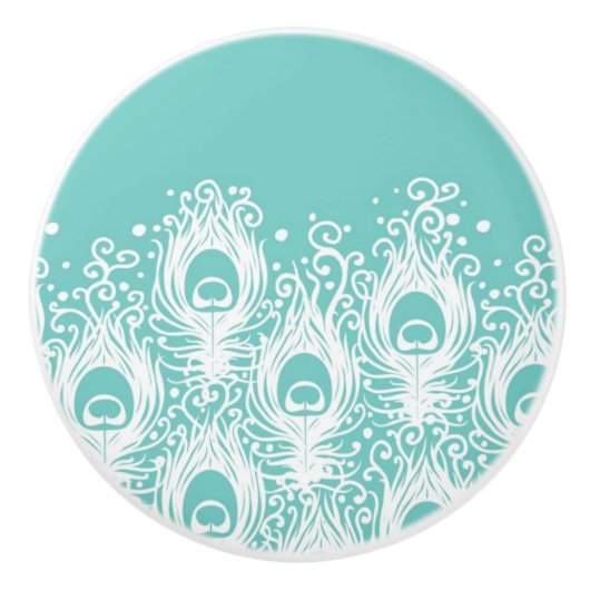 柔らかい孔雀の羽 セラミックノブ (正面)