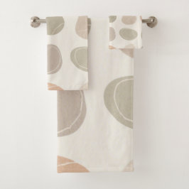 柔らかい小石のグリッドタオル自然 – 毎日の静かな バスタオルセット