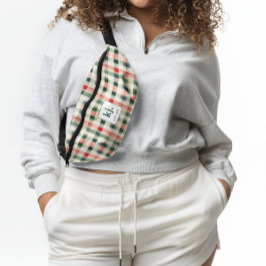 柔らかい常緑ギンガムモノグラム ファニーパック