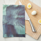 柔らかい彫刻とサテンと灰色がかった緑のモザイク キッチンタオル (四つ折り)