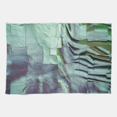 柔らかい彫刻とサテンと灰色がかった緑のモザイク キッチンタオル (横)