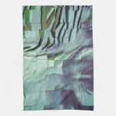柔らかい彫刻とサテンと灰色がかった緑のモザイク キッチンタオル (縦)