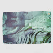 柔らかい彫刻とサテンと灰色がかった緑のモザイク ゴルフタオル (横)