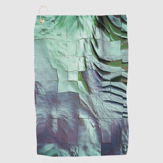 柔らかい彫刻とサテンと灰色がかった緑のモザイク ゴルフタオル (正面)