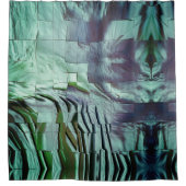 柔らかい彫刻とサテンと灰色がかった緑のモザイク シャワーカーテン (正面)