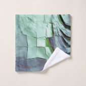 柔らかい彫刻とサテンと灰色がかった緑のモザイク バスタオルセット (ウォッシュタオル)