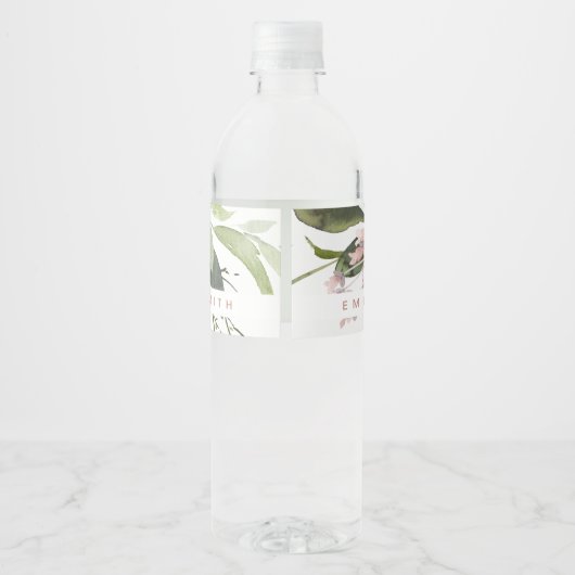 柔らかい微妙なカラー洗浄赤面ピンクフローラ結婚ズ ペットボトルラベル (裏面)