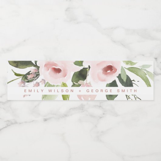 柔らかい微妙なカラー洗浄赤面ピンクフローラ結婚ズ ペットボトルラベル (シングルラベル)