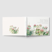 柔らかい微妙なピンクの水カラーフローラ庭園の結婚式 ゲストブック (全面)