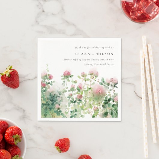 柔らかい微妙なピンクの水カラーフローラ庭園の結婚式 スタンダードカクテルナプキン (インサイチュ)