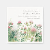 柔らかい微妙なピンクの水カラーフローラ庭園の結婚式 スタンダードカクテルナプキン (正面)