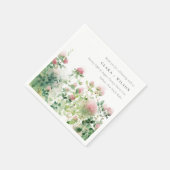 柔らかい微妙なピンクの水カラーフローラ庭園の結婚式 スタンダードカクテルナプキン (角)