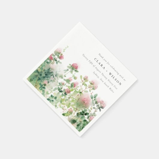 柔らかい微妙なピンクの水カラーフローラ庭園の結婚式 スタンダードカクテルナプキン (角)
