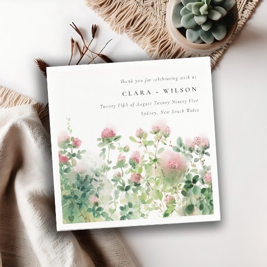 柔らかい微妙なピンクの水カラーフローラ庭園の結婚式 スタンダードカクテルナプキン