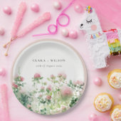 柔らかい微妙なピンクの水カラーフローラ庭園の結婚式 ペーパープレート (パーティー)