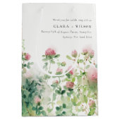 柔らかい微妙なピンクの水カラーフローラ庭園の結婚式 ミディアムペーパーバッグ (正面)