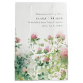 柔らかい微妙なピンクの水カラーフローラ庭園の結婚式 ミディアムペーパーバッグ (裏面)