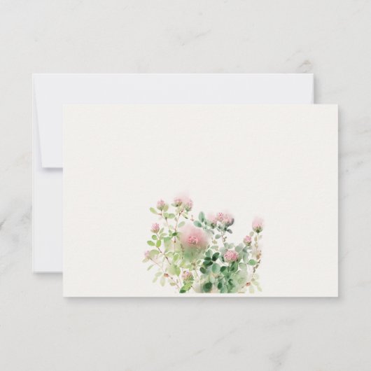 柔らかい微妙なピンクの水カラーフローラ庭園の結婚式 出欠カード (裏面)
