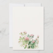 柔らかい微妙なピンクの水カラーフローラ庭園の結婚式 招待状 (裏面)