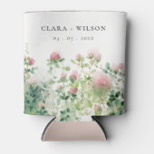 柔らかい微妙なピンクの水カラーフローラ庭園の結婚式 缶クーラー (正面)