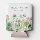 柔らかい微妙なピンクの水カラーフローラ庭園の結婚式 缶クーラー (裏面)