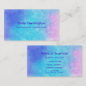 柔らかい抽象芸術の水彩色(ピンク紫と青) 名刺 (正面/裏面)