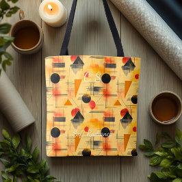 柔らかい放射抽象芸術 – 暖かいベージュ、オレンジ、黒 トートバッグ