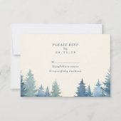 柔らかい松の木の緑の結婚式の出欠 出欠カード (正面)