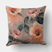 柔らかい桃の水色の花 クッション (裏面)