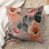 柔らかい桃の水色の花 クッション (ブランケット)