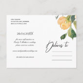 柔らかい桃の牡丹の水の色フローラ日付を保存 案内ポストカード (裏面)